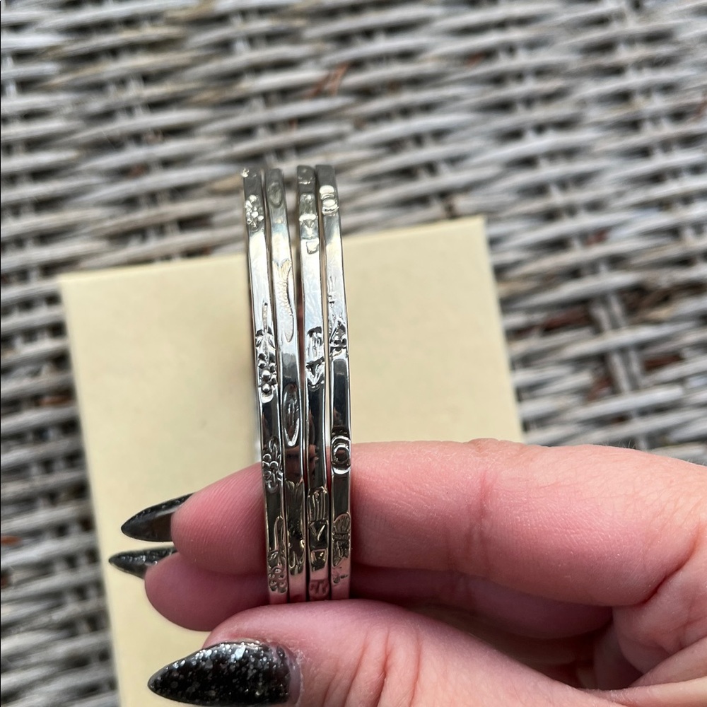 sterling silver bangle set of 4 - Picture 6 of 7